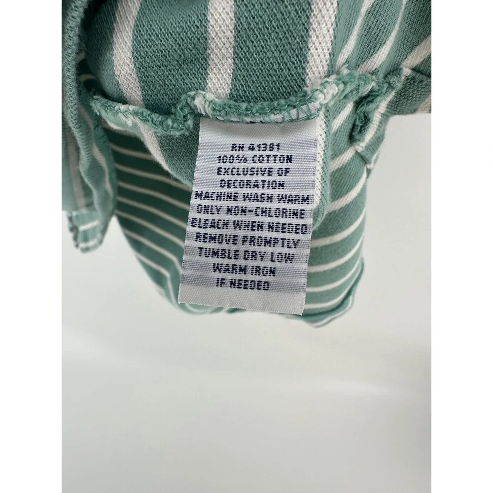 Polo Ralph Lauren Men XL Green White Striped Short Sleeve Cotton Polo Shirt